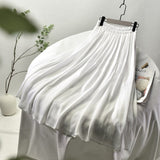Summer Elegant High Waist A-line Pleated Women Casual Pocket Skirts