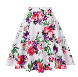 Solid Color Cotton Womens High Waist A-line Vintage Skirt Ladies Casual Black Plus Size Rockabilly Skirts Swing School Clothing