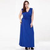 Royal Blue Formal 5XL 6XL Plus Size Women V Neck Sleeveless Long Evening Gowns Party Maxi Dress