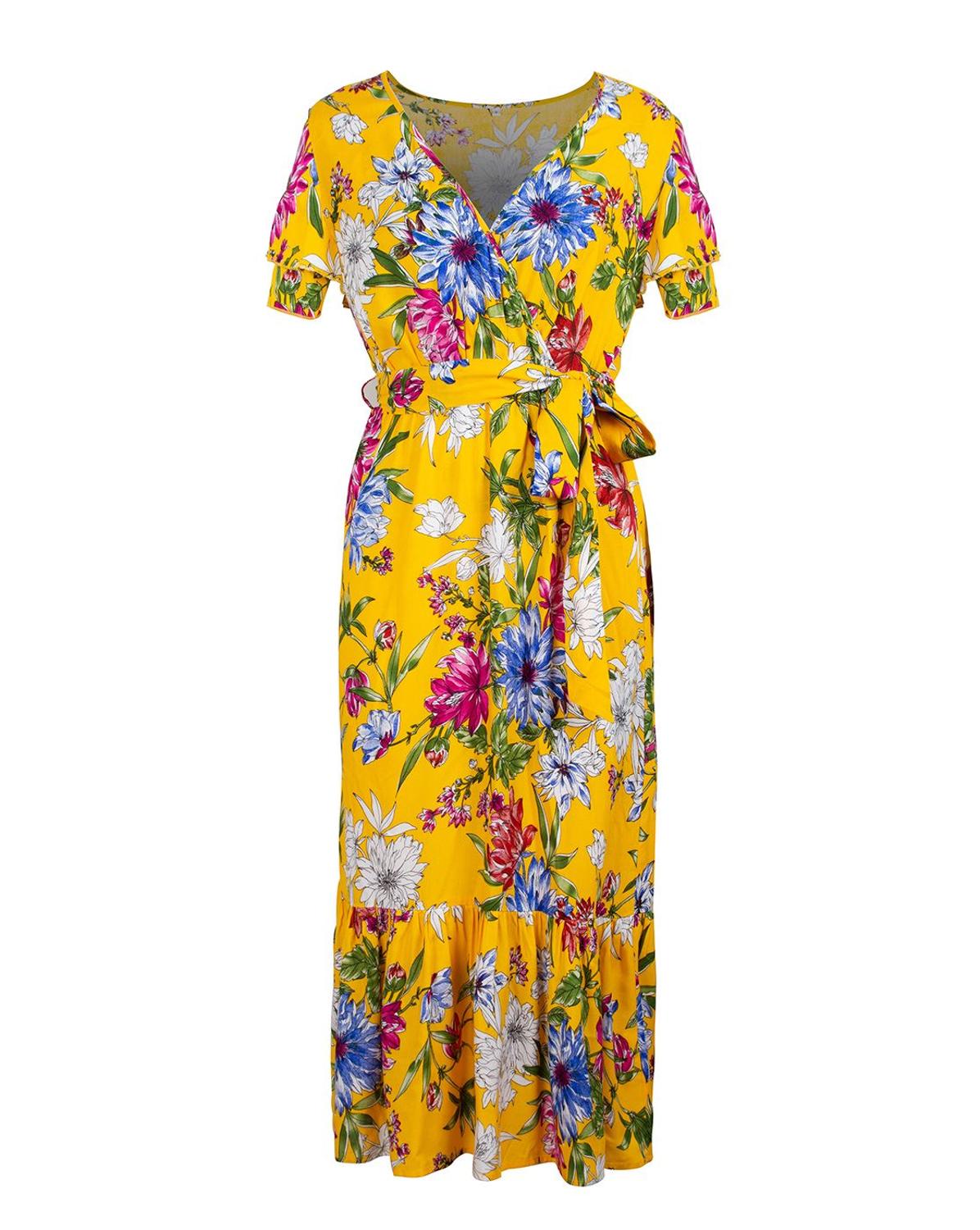Bohemian Vintage Floral Print A-Line Long Boho Holiday Maxi Beach Dress