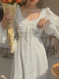 Vintage Fairy Dress Women Elegant Designer Chiffon Dress Long Sleeve French Party Midi Dress
