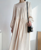 Woman New Arrival Fashion Autumn Long Puff Sleeve Midi Long Dress Casual Spring Vestido Clothes Robe