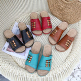 Summer Gladiator Beaded Platform Sandals Wedges Shoes For Ladies Bohemia Ethnic Style Women High Heels Slip On Sandalias