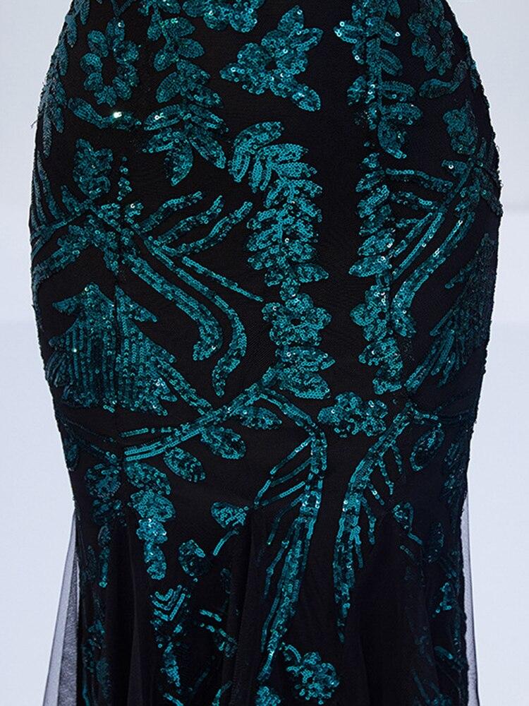 Off-the-shoulder Evening Dress Tulle Sequins Robe De Soiree Femme Short-Sleeve Mermaid Formal Dress