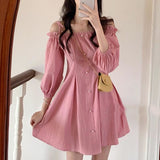 Summer Sweet Strap Dress Women Elegant Solid Princess Kawaii Dress Female High Street Party Holiday Outdoor Korean Dress 2021