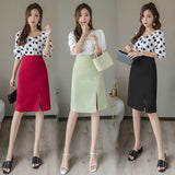 Summer Women Bodycon Skirt Split Skirt Office Lady Midi Slim Pencil Skirts For Female Skirt