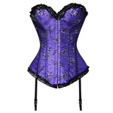 Sexy For Women Lace Up  Lingerie Corsets and Bustiers Gothic Korset Embroidery Floral Corset Top Red Green Purple Gray