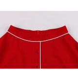 1950s Red Vintage Women Button Pockets Rok Jupe Midi High Waist Retro Party Casual Skirt