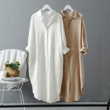 Long Sleeve Women Long Shirt Dress Spring Autumn Casual Buttons Loose Clothes Robe Femme Vestido