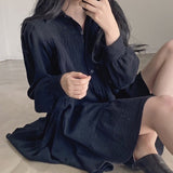 Korean Summer Women Turn Down Collar Puff Sleeve Boho Casual Chic Dress Mini Vestidos Femme Sweet Streetwear