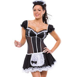 Hot Sexy Lingerie Cosplay French Maid Servant Costume Women Halloween Short Sleeve Sexy Dress French Maid Costumes