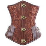 Steampunk Gothic Sexy Steel Boned Faux Leather Halter Waist Training Underbust Top Jacquard Underbust Corset