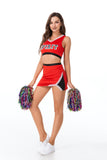 Womens Cheerleader Costume Sexy Cheerleading School Girls Party Clubwear Crop Top with Mini Skirt + Pompoms Suit Cosplay Uniform