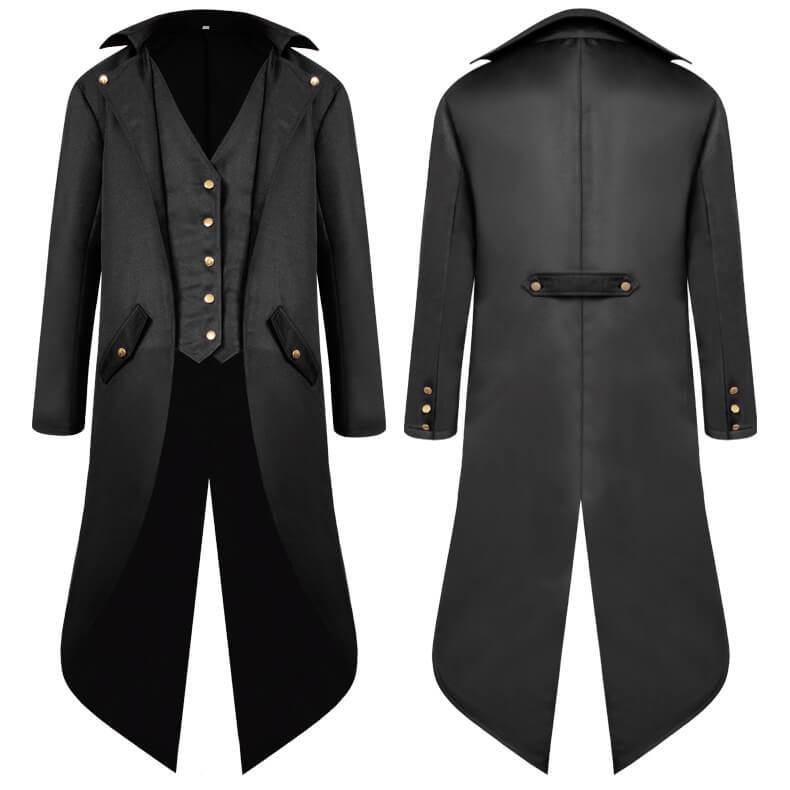 Medieval Tuxedo Steam Punk Retro Men Cosplay Long Coat Dress Suit