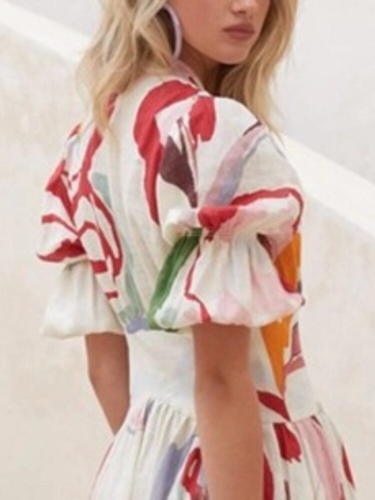 New Polyester Spring Summer Long Maxi Ladies Elegant Dashiki Print Dresses