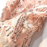 Sexy Hollow Out Women Lace Camis Bead Work Women Tanks Tops Bling Bling Rose Pink Tassel Sequins