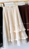 New Spring Women Elastic High Waist Pleated Irregular Mesh Elegant Tutu Skirt Streetwear