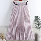 Print Summer Floral Casual Sexy Boho Beach Chiffon Pleated Maxi A-Line Long Skirts