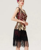 1920s Vintage Gorgeous Sequin Flapper Dress V-Neck Sleeveless Women Cocktail Party Fringe Hem Short Dresses