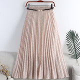 Print Summer Floral Casual Sexy Boho Beach Chiffon Pleated Maxi A-Line Long Skirts