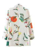 Fresh Fruit Printing Small Lady White Suit Coat Jacket Office Lady Blazer Women Coats