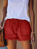 Elastic Waist Casual High Waist Slim Denim Multi-color Pocket Tassel Sports Shorts