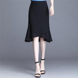 Retro High Waist Chiffon Mermaid Woman Midi Skirt