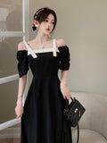 Summer New Women Elegant Midi Dress One Piece Lady Slim Party Prom Vestidos