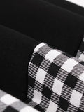 Gingham and Black Patchwork Elegant Cotton Long Dresses for Women Sexy Off Shoulder Evening Party Vintage Pleated Dress