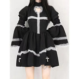 Harajuku Maid Kawaii Lolita Costumes Hollow Out Aesthetic Cosplay Lace Trim Y2k Anime Dress