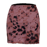 Printed Gauze High Waist Double Slim Bag Hip Sexy Women Mini Skirt