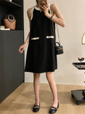 Black Slip Women Sexy Party Chic Summer All Match Office Lady Casual Sleeveless Dress