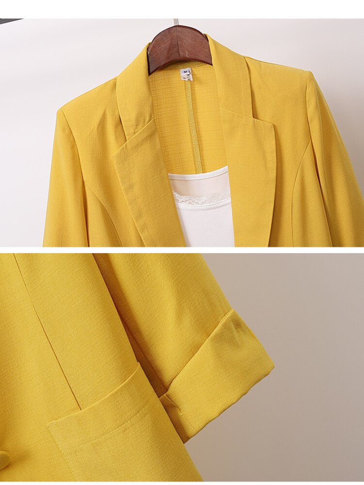 New Spring and Summer Cotton and Linen Mid-length Suit Jacket Loose Casual Top Coats