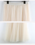 Women Mesh Elastic High Waist A-Line Tutu Solid Patchwork Skirts Elegant Streetwear