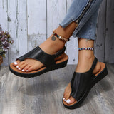 Summer Lightweight Outdoor Sandals Women Beach PU Leather Flat Shoes Plus Size Ring Toe Gladiator Sandalias Mujer