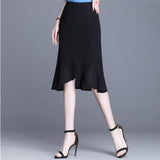 Retro High Waist Chiffon Mermaid Woman Midi Skirt