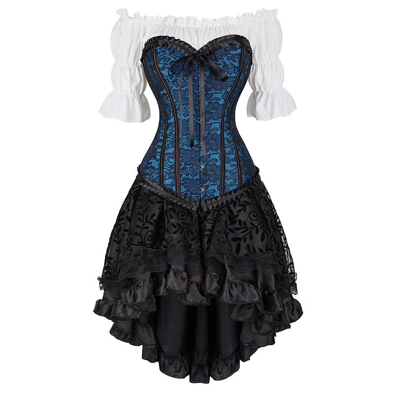 Steampunk floral pattern costume  Corsets and bustiers, Floral lace skirt,  Lace corset dress