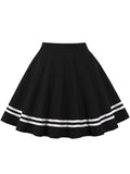 Red Casual High Waist A Line Mini Tennis Skirt Spring Summer Women Contrast Tape Hem School Girl Skater Skirts