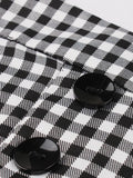 Black and White Plaid Double-Breasted Button Elegant Long Skirts for Women High Waist Midi Vintage A Line Skirt