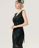 Sequin and Beaded 1920s Style Party Flapper Dresses for Women Elegant Cocktail Clothes Midi Fringe Vintage Dress
