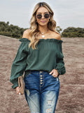 Off-the-shoulder Lantern Sleeves Loose and Beautiful Ruffled Women One-word Collar Temperament Top