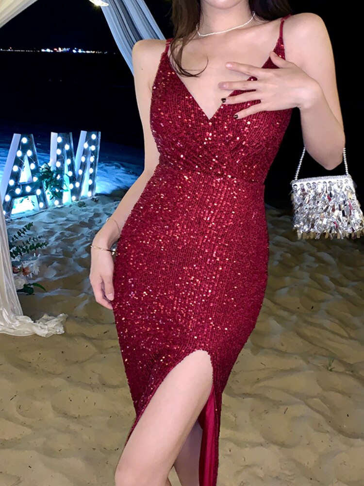 Women Summer Spaghetti Strap Party Dress Sleeveless Sexy Bodycon Slim Vestidos