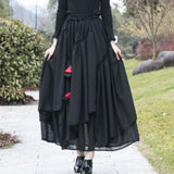 Victorian Goth Vintage Casual Summer Maxi Long Solid Party Gothic Steampunk Women Chiffon Skirts