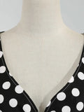 V-Neck Polka Dot Print 50s Pinup Midi Cotton Dresses for Women Half Sleeve Autumn Clothes Vintage Retro High Waist Dress