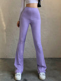 Solid Color Tight High Waist Micro Pull Elastic Leisure Pants Streetwear