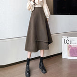 Ladies Elegant A-line Long Spring Korean Style Big Swing All-match High Waist Women Casual Skirt