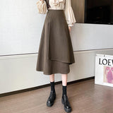 Ladies Elegant A-line Long Spring Korean Style Big Swing All-match High Waist Women Casual Skirt