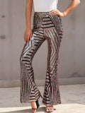 New Sequined Casual Women High Waist Loose Straight Leg Pants Flared Pants