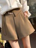 High Waist Casual Women Suit Shorts Summer All-match Solid Color Office Lady Straight Short Pants