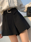 High Waist Casual Women Suit Shorts Summer All-match Solid Color Office Lady Straight Short Pants